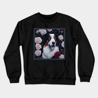 Australian Shepherd white roses Crewneck Sweatshirt